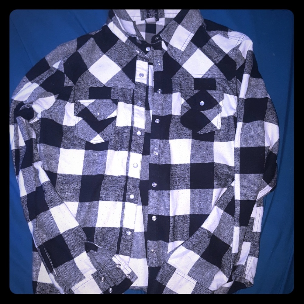 Black and white flannel shirt